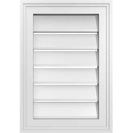 Ekena Millwork Vertical Surface Mount PVC Gable Vent: Functional, w/ 2"W x 1-1/2"P Brickmould Frame, 14"W x 20"H GVPVE14X2002SF